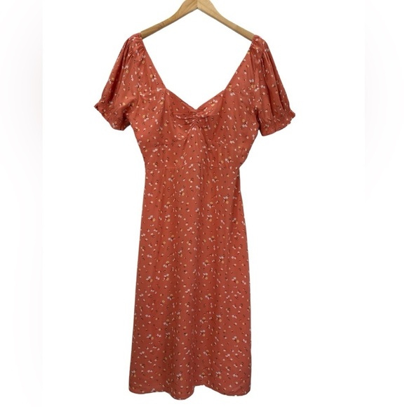 NWT Billabong Fell For You Floral Midi MilkMaid Sweetheart Dress Terracotta - Picture 3 of 15